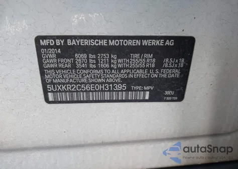 2014 BMW X5 Sdrive35I z USA, uszkodzony, nr VIN 5UXKR2C56E0H31395